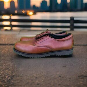 ✅Deer-Stags BRENTWOOD Smooth Brown Leather Oxford/Shoes Mens 15W Quality Lace-Up